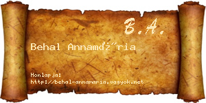 Behal Annamária névjegykártya